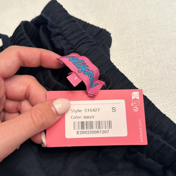 NWT Edikted Bristol Linen Look Cargo Pants Navy - Picture 3 of 3